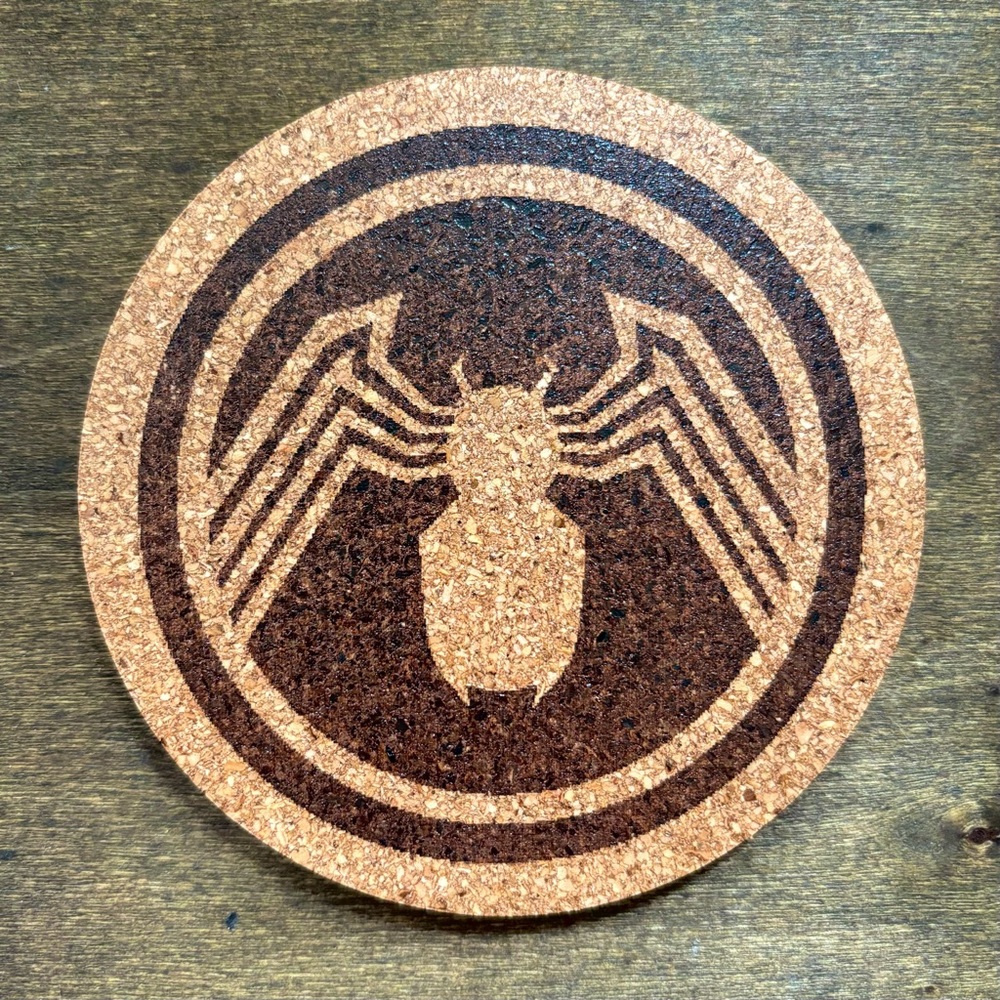 Venom Classic Logo Laser Engraved Cork Coaster